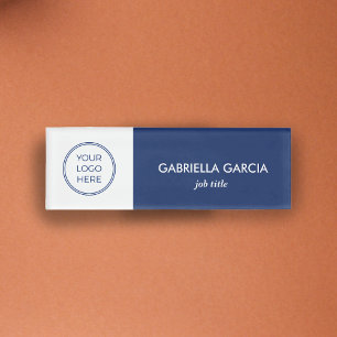 Navy Blue Customized Logo Employee Name Name Tag