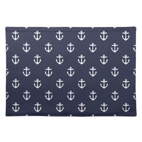 Navy Blue Cute Anchor Pattern Placemat