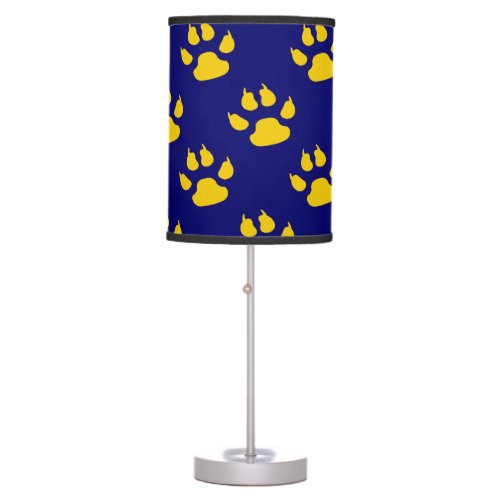 Navy Blue Cute Paw Pattern Print Table Lamp