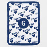 Navy Blue Cute Personalized Name And Monogram Boy Baby Blanket at Zazzle