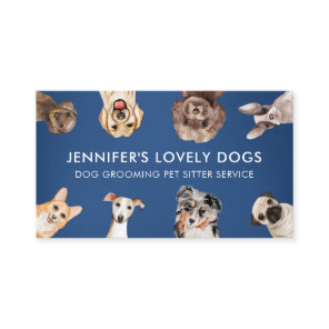 Navy Blue Cute Small Size Dogs Pet Sitter Business Card