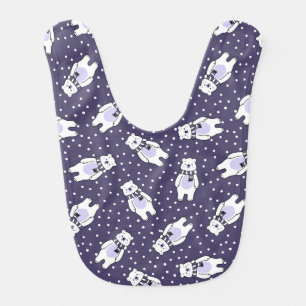 Navy blue cute snow polar bear pattern baby bib