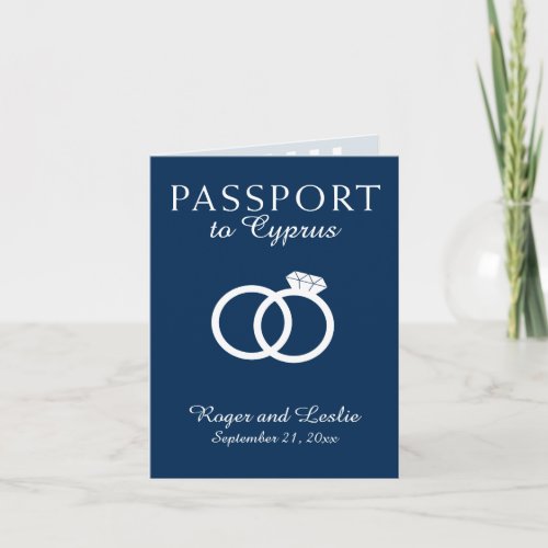 Navy Blue Cyprus Paphos Wedding Rings Passport Inv Invitation