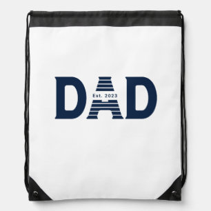 Navy Blue Dad Established New Dad Gift Drawstring Bag