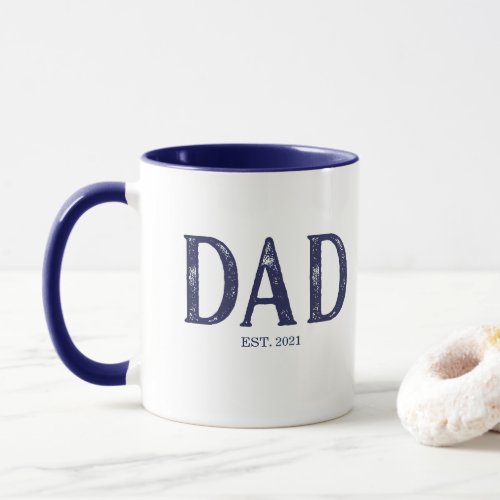Navy Blue Dad Year Established Mug