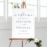 Navy Blue Dainty Script Simple Wedding Welcome Poster at Zazzle