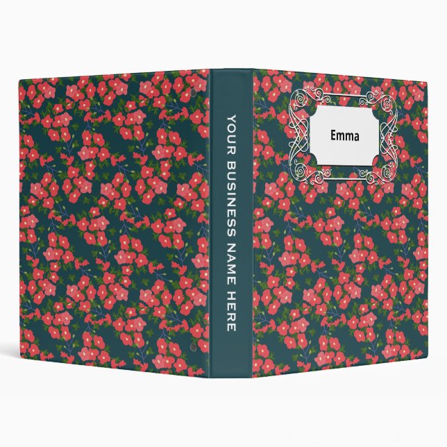 Navy Blue Daisy Flower Meadow  3 Ring Binder (Background)