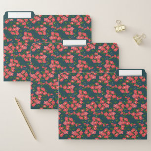 Navy Blue Daisy Flower Meadow  File Folder