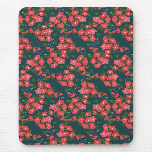 Navy Blue Daisy Flower Meadow  Mouse Pad