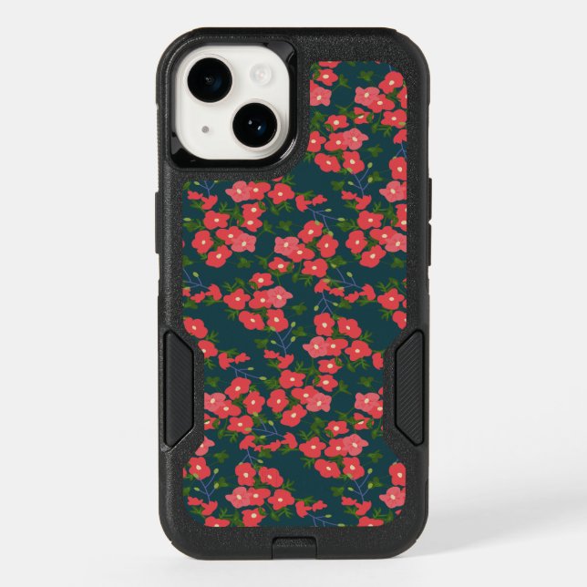 Navy Blue Daisy Flower Meadow  Otterbox iPhone Case (Back)