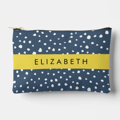 Navy Blue Dalmatian Dots Spots Dotted Your Name Accessory Pouch