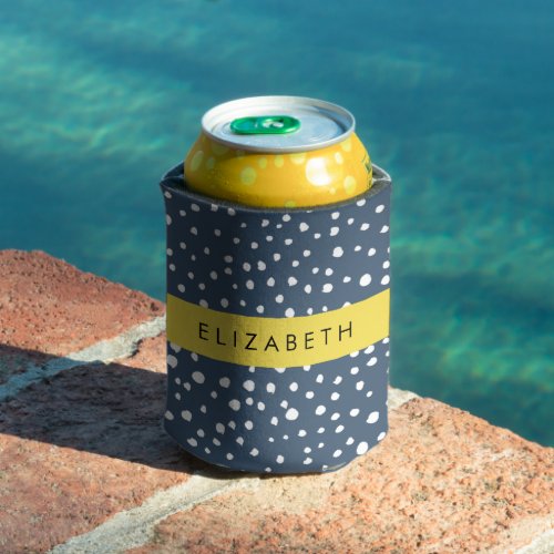 Navy Blue Dalmatian Dots Spots Dotted Your Name Can Cooler