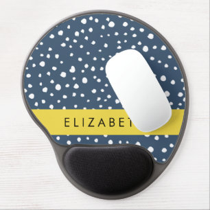 Navy Blue Dalmatian Dots, Spots, Dotted, Your Name Gel Mouse Pad