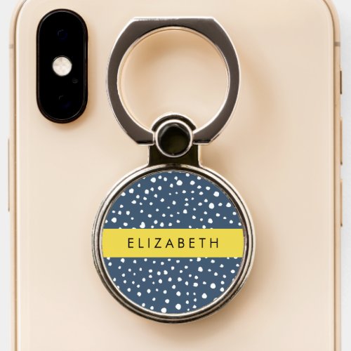 Navy Blue Dalmatian Dots Spots Dotted Your Name Phone Ring Stand