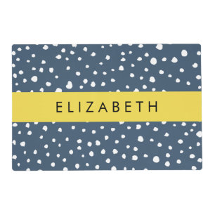 Navy Blue Dalmatian Dots, Spots, Dotted, Your Name Placemat