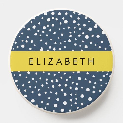 Navy Blue Dalmatian Dots Spots Dotted Your Name PopSocket