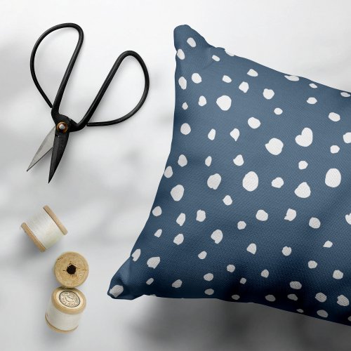 Navy Blue Dalmatian Spots Dalmatian Dots Dotted Accent Pillow