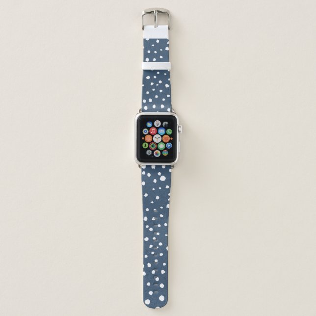 Navy Blue Dalmatian Spots, Dalmatian Dots, Dotted Apple Watch Band (Front)