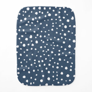 Navy Blue Dalmatian Spots, Dalmatian Dots, Dotted Baby Burp Cloth