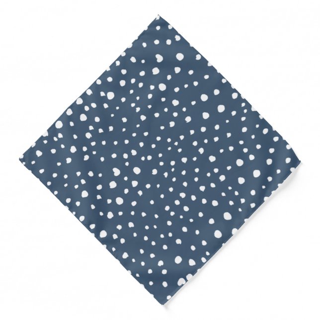Navy Blue Dalmatian Spots, Dalmatian Dots, Dotted Bandana (Front)