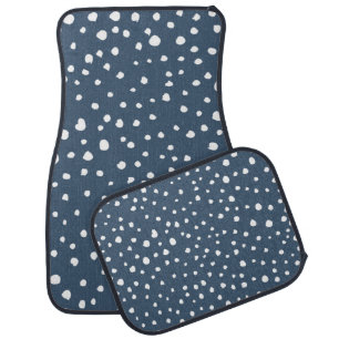 Navy Blue Dalmatian Spots, Dalmatian Dots, Dotted Car Floor Mat