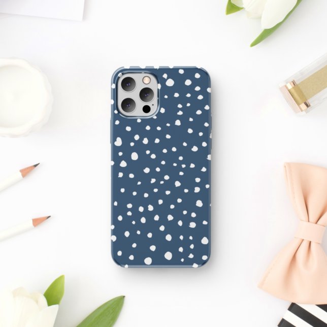 Navy Blue Dalmatian Spots, Dalmatian Dots, Dotted Case-Mate iPhone Case (Creator Uploaded)