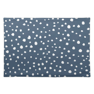 Navy Blue Dalmatian Spots, Dalmatian Dots, Dotted Cloth Placemat