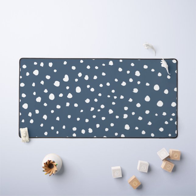 Navy Blue Dalmatian Spots, Dalmatian Dots, Dotted Desk Mat (Kids Table)