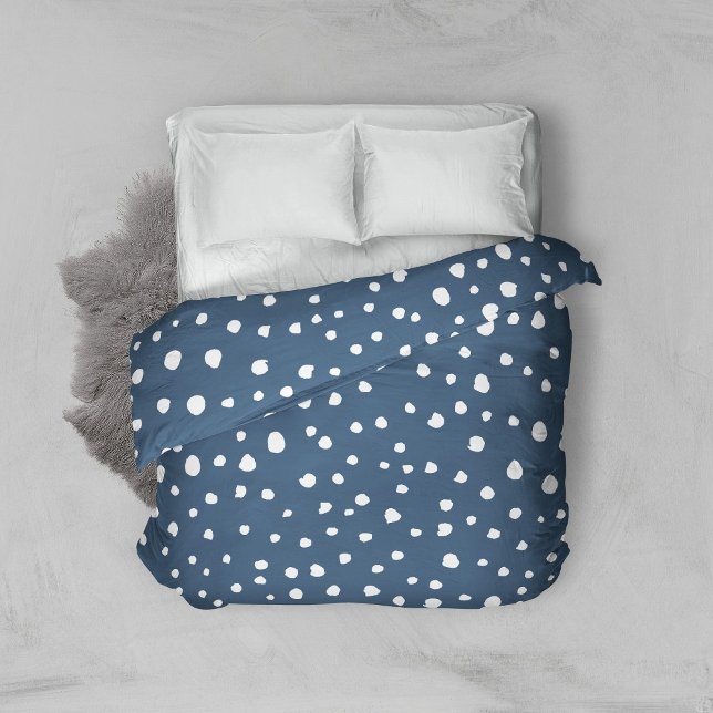 Navy Blue Dalmatian Spots, Dalmatian Dots, Dotted Duvet Cover (Creator Uploaded)