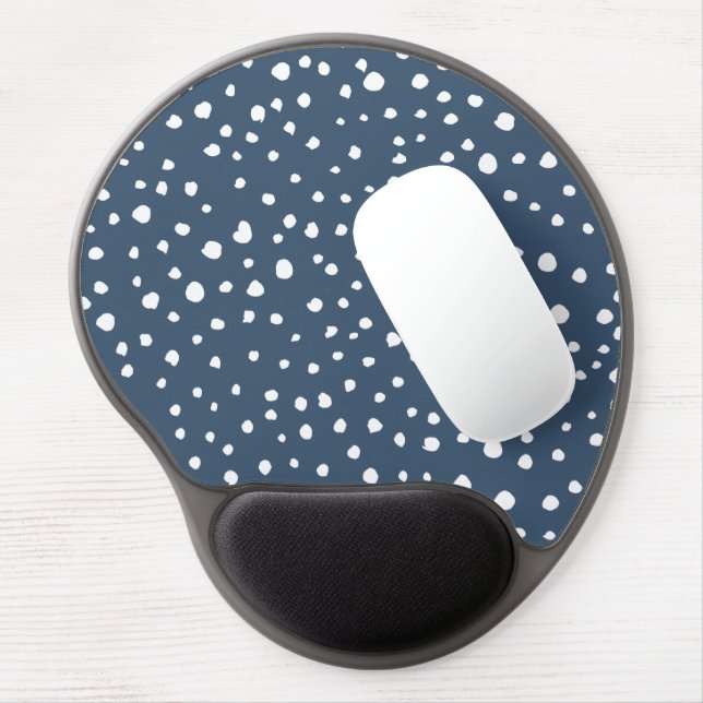 Navy Blue Dalmatian Spots, Dalmatian Dots, Dotted Gel Mouse Pad (Left Side)