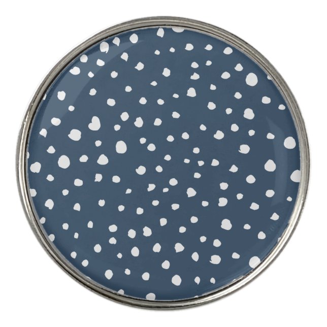 Navy Blue Dalmatian Spots, Dalmatian Dots, Dotted Golf Ball Marker (Front)