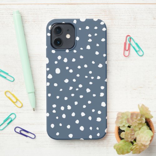 Navy Blue Dalmatian Spots Dalmatian Dots Dotted iPhone 12 Case