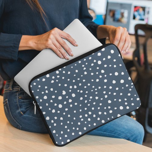 Navy Blue Dalmatian Spots Dalmatian Dots Dotted Laptop Sleeve