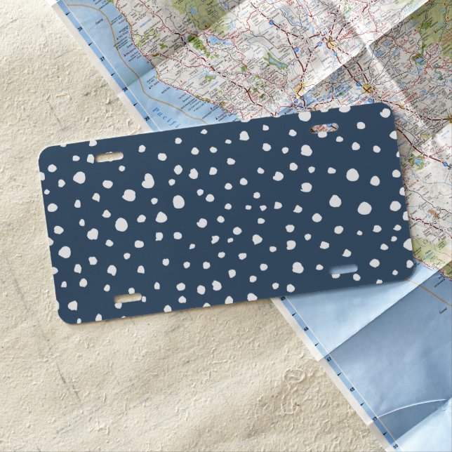 Navy Blue Dalmatian Spots, Dalmatian Dots, Dotted License Plate (In Situ)