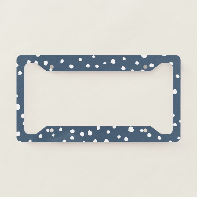 Navy Blue Dalmatian Spots, Dalmatian Dots, Dotted License Plate Frame (Front)