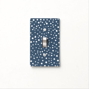 Navy Blue Dalmatian Spots, Dalmatian Dots, Dotted Light Switch Cover