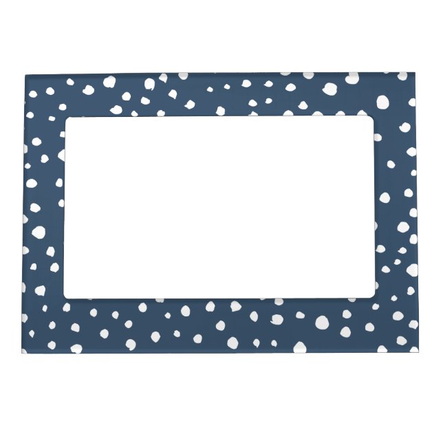 Navy Blue Dalmatian Spots, Dalmatian Dots, Dotted Magnetic Frame (Front)
