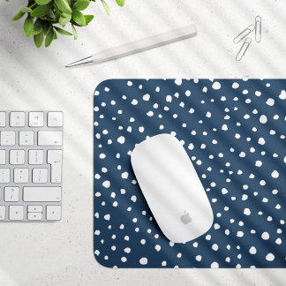 Navy Blue Dalmatian Spots, Dalmatian Dots, Dotted Mouse Pad