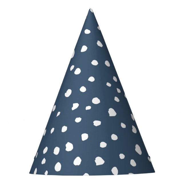Navy Blue Dalmatian Spots, Dalmatian Dots, Dotted Party Hat (Front)