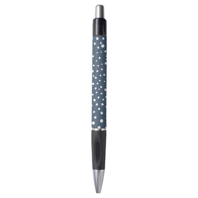 Navy Blue Dalmatian Spots, Dalmatian Dots, Dotted Pen (Front Vertical)