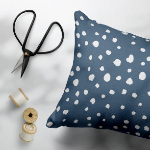 Navy Blue Dalmatian Spots, Dalmatian Dots, Dotted Pillow Case