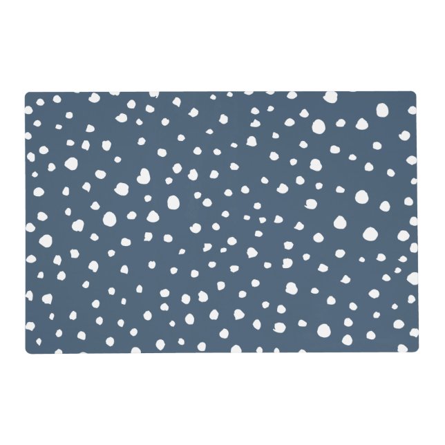Navy Blue Dalmatian Spots, Dalmatian Dots, Dotted Placemat (Front)