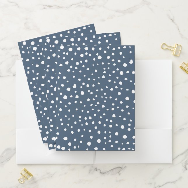 Navy Blue Dalmatian Spots, Dalmatian Dots, Dotted Pocket Folder (In Situ)