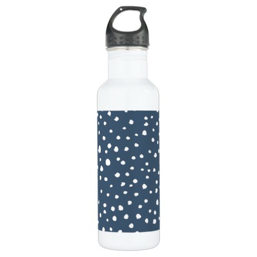 Navy Blue Dalmatian Spots Dalmatian Dots Dotted Stainless Steel Water Bottle