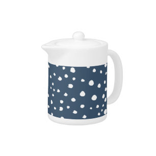 Navy Blue Dalmatian Spots, Dalmatian Dots, Dotted Teapot