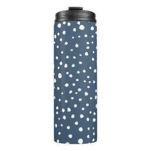 Navy Blue Dalmatian Spots, Dalmatian Dots, Dotted Thermal Tumbler