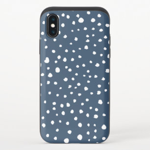 Navy Blue Dalmatian Spots, Dalmatian Dots, Dotted iPhone X Slider Case