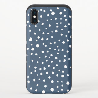 Navy Blue Dalmatian Spots, Dalmatian Dots, Dotted iPhone X Slider Case