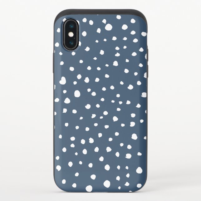 Navy Blue Dalmatian Spots, Dalmatian Dots, Dotted Uncommon iPhone Case (Back)