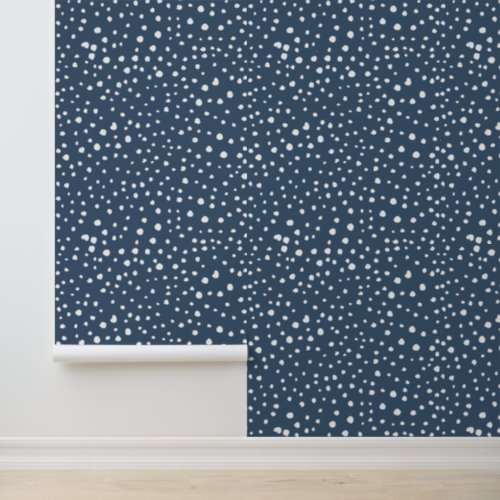 Navy Blue Dalmatian Spots Dalmatian Dots Dotted Wallpaper